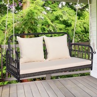 2-Person Patio Rattan Swing Chair Hanging Swing Bench