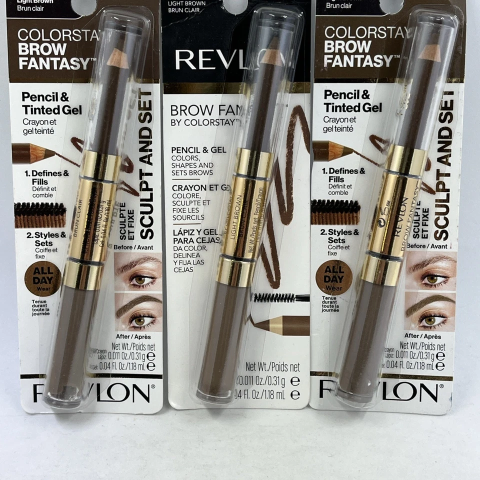 Revlon Brow Fantasy Colorstay 108 Light Brown Pencil & Gel New Sealed Lot 3 - Image 3 of 4