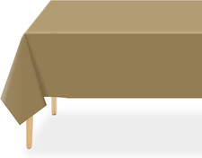 Gold Plastic Table Cloth Disposable 2 Pack, 54 x 108 Inch Tablecloths for Gradua