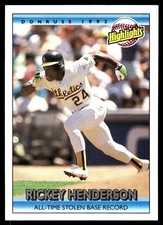 Rickey Henderson 1992 Donruss #215 Oakland Athletics FREE SHIPPING AutographDen