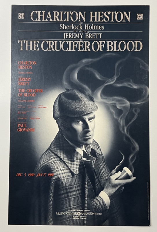 1980 THE CRUCIFER OF BLOOD Window Card Charlton Heston Jeremy Brett 14x22 Poster