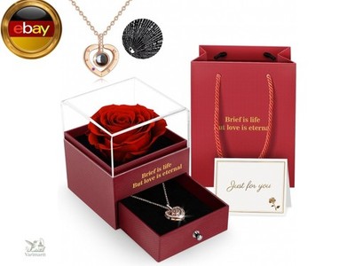 Ewige Rose Geschenkbox mit Kette,Eternal Rose, Unendliche Rosen, Valentinstag