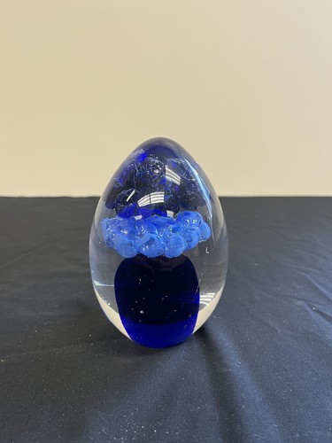 Vintage Seguso Viro Murano Art Glass Paperweight Shades of Blue