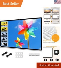 72-Inch Portable Projector Screen - Anti-Crease Double-Sided HD for All Occas...