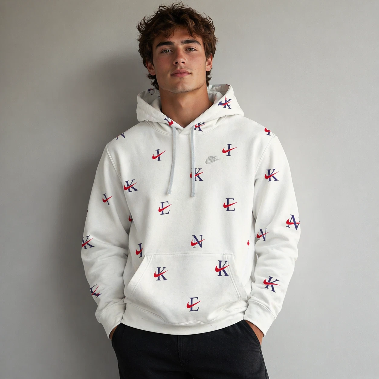 Nike Men's Hoodie Sportswear Club Fleece Graphic Sweatshirt - DZ3046-100 SZ XXL