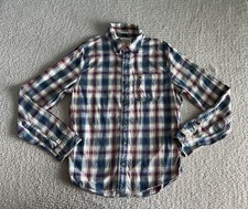 Abercrombie Fitch Shirt Men s Medium Blue Plaid Button Up Flannel Muscle Fit