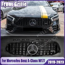 Black Bumper Grille W/LED Star For Mercedes Benz W177 19-23 200 A220 A250 A35