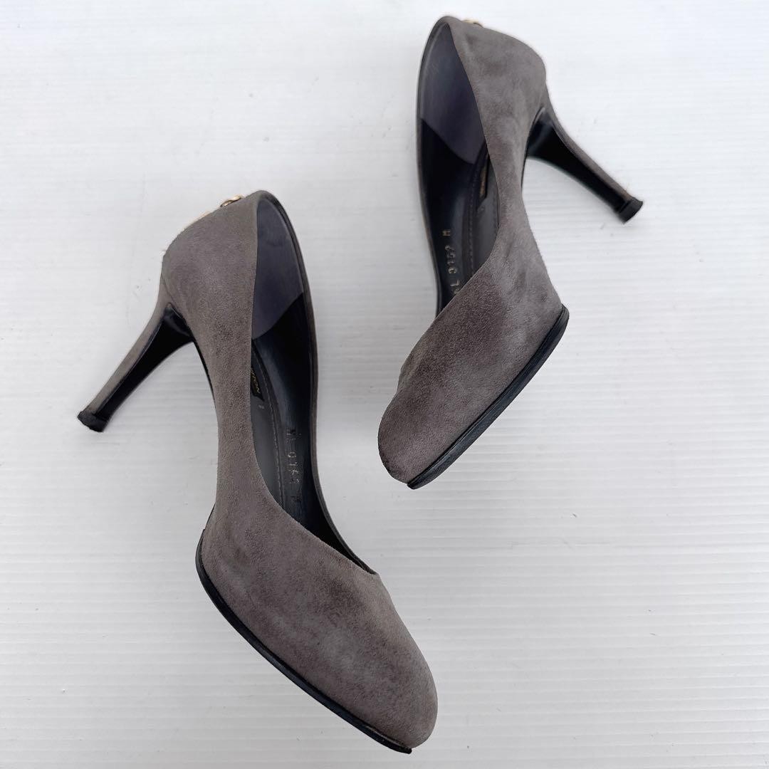 Louis Vuitton Shoes Pumps Heel EU 36.5 US 6.5 Suede Leather Greige Authentic thumbnail 6
