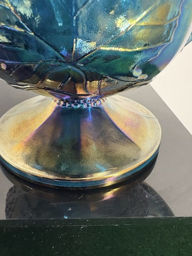Blue Carnival Glass By Indiana Glass-Harvest Grape Pitcher-10”Tall - Picture 7 of 15