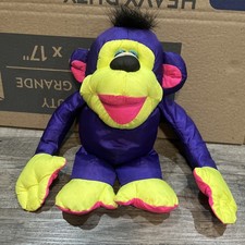 1994 Vintage Fisher Price Puffalumps 12" Chattering Chimps Plush Monkey Purple