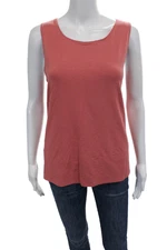Eileen Fisher Womens Scoop Neck Knit Boxy Tank Top Pink Size Large
