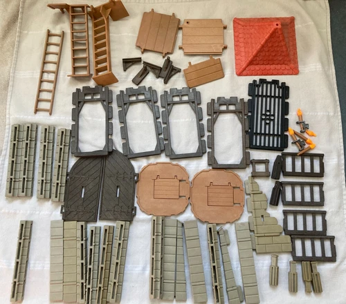 Lot Vintage Playmobil Medieval Castle Parts connectors doorways turret stairs