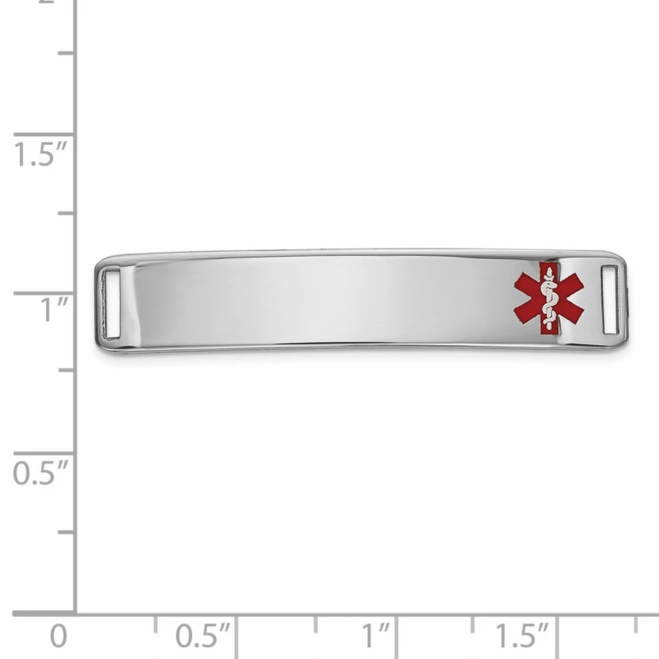 14K White Gold 38x8mm Off-Center Red Epoxy Enameled Plate - Image 2 of 2