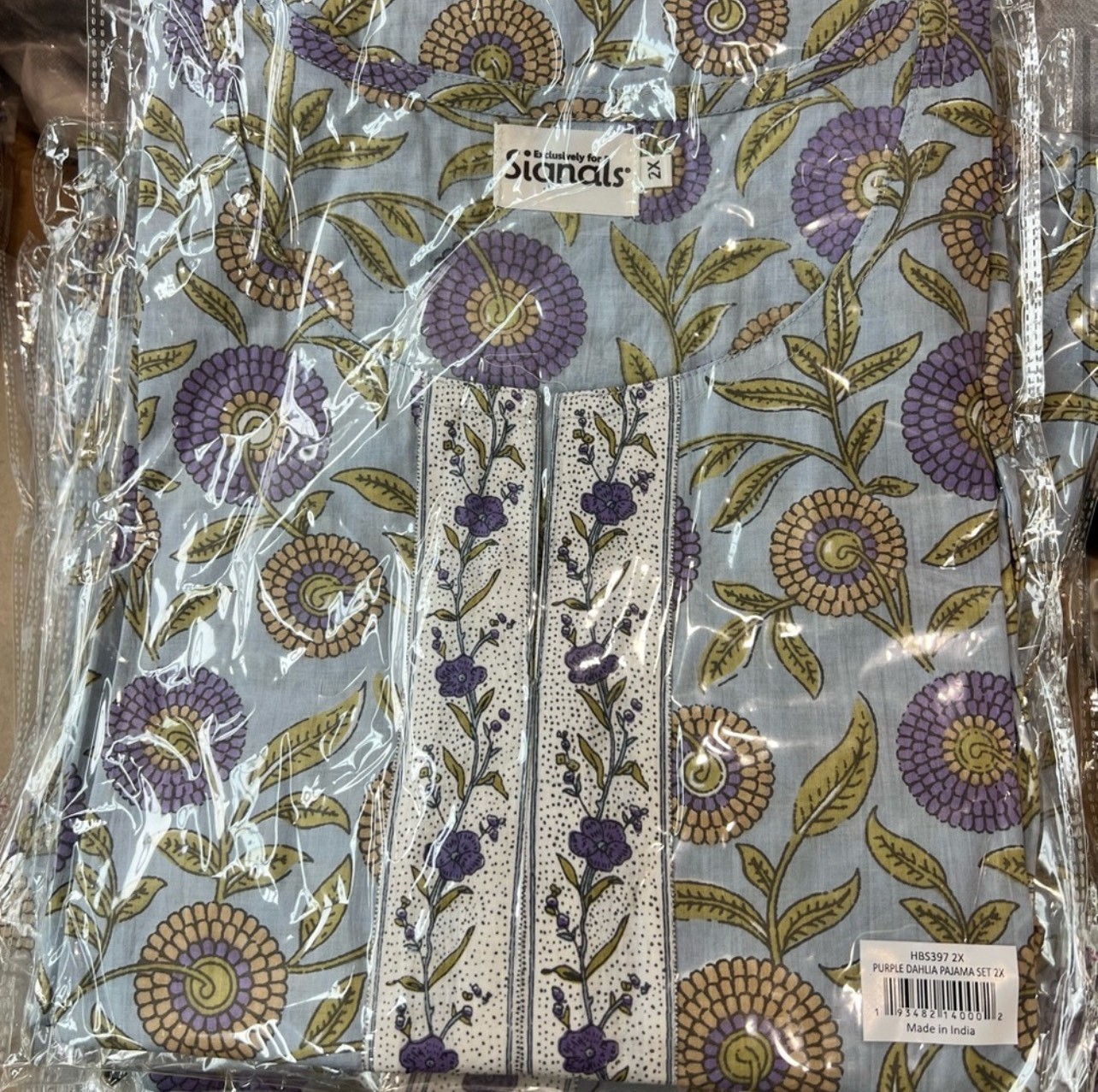 Signals Dahlia Floral 100% cotton Women's Breathable Lightweight pajama set XL