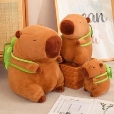 Capybara Plush Toy Cute Kawaii Stuffed Animal with Turtle Backpack Soft Doll Gif