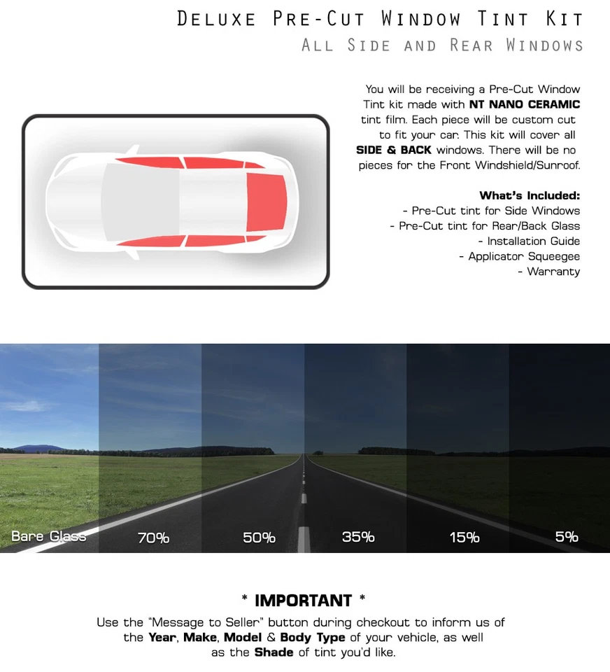 Película de tinte de ventana precortada nano cerámica vidrio automotriz para Acura RLX 2014-2020 Foto 3 de 4