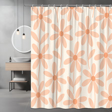 Floral Shower Curtain in Soft Peach and Cream Design