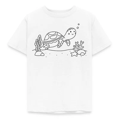 SPREADSHIRT Ausmalmotiv Schwimmende Schildkröte Im Meer Kinder T-Shirt