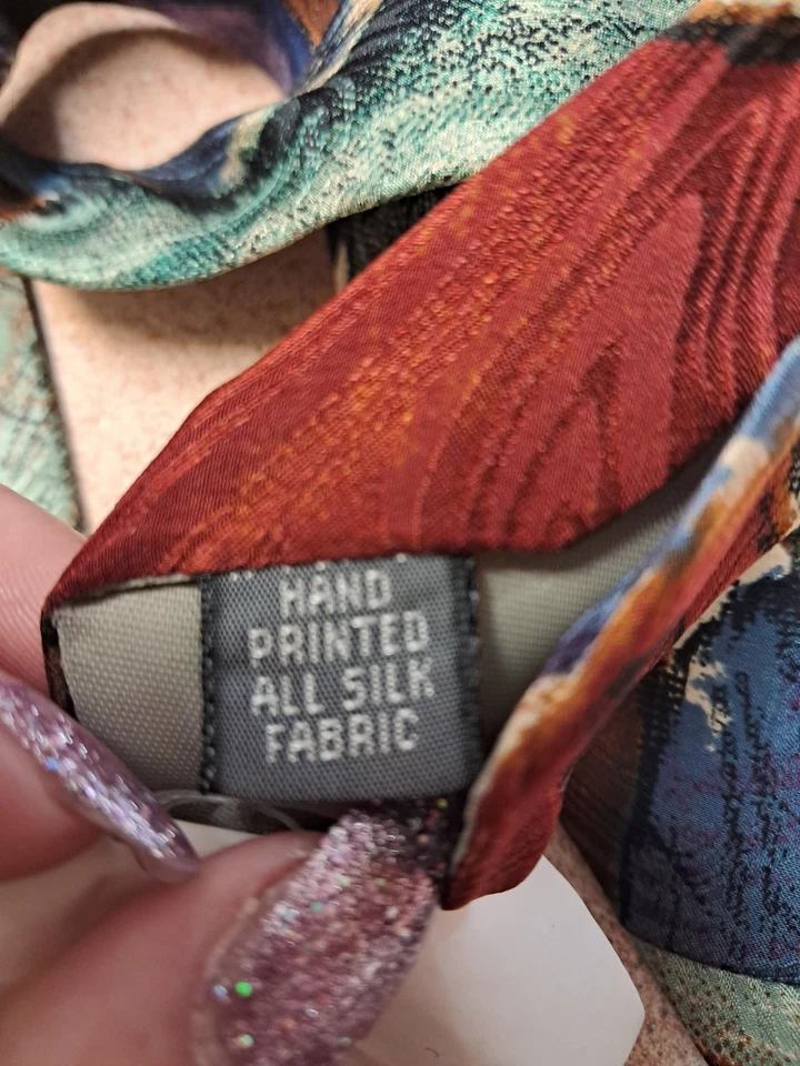 Corbata de seda Jones New York estampado vintage - abstracta impresa a mano usada en excelente estado  Foto 4 de 4