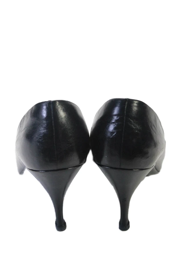 Zapatos de salón Susan Bennis Warren Edwards para mujer tacón cónico punta en punta cuero negro 8,5 Foto 3 de 4