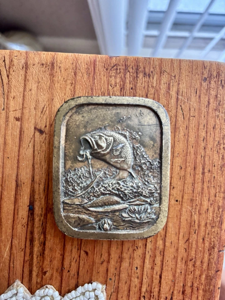 Hebilla de cinturón de bajo boca grande latón Indiana metal artesanía 2 pulgadas X 2,25 Foto 2 de 3