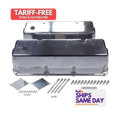 Mr Gasket 6890G, 2 Pack Polished Aluminum Bbf Cast Alm Valve Cover Set Tall Poli