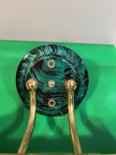 underwriters laboratories vintage Brass Wall Sconce, Malachite Color Accents - Picture 5 of 9