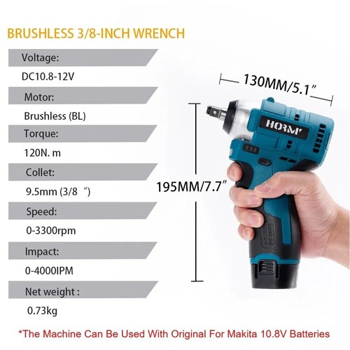 Coppia Avvitatori Brushless 12V Impulsi 3/8 1/4 Compatibili con Batterie Makita - Foto 5 di 13