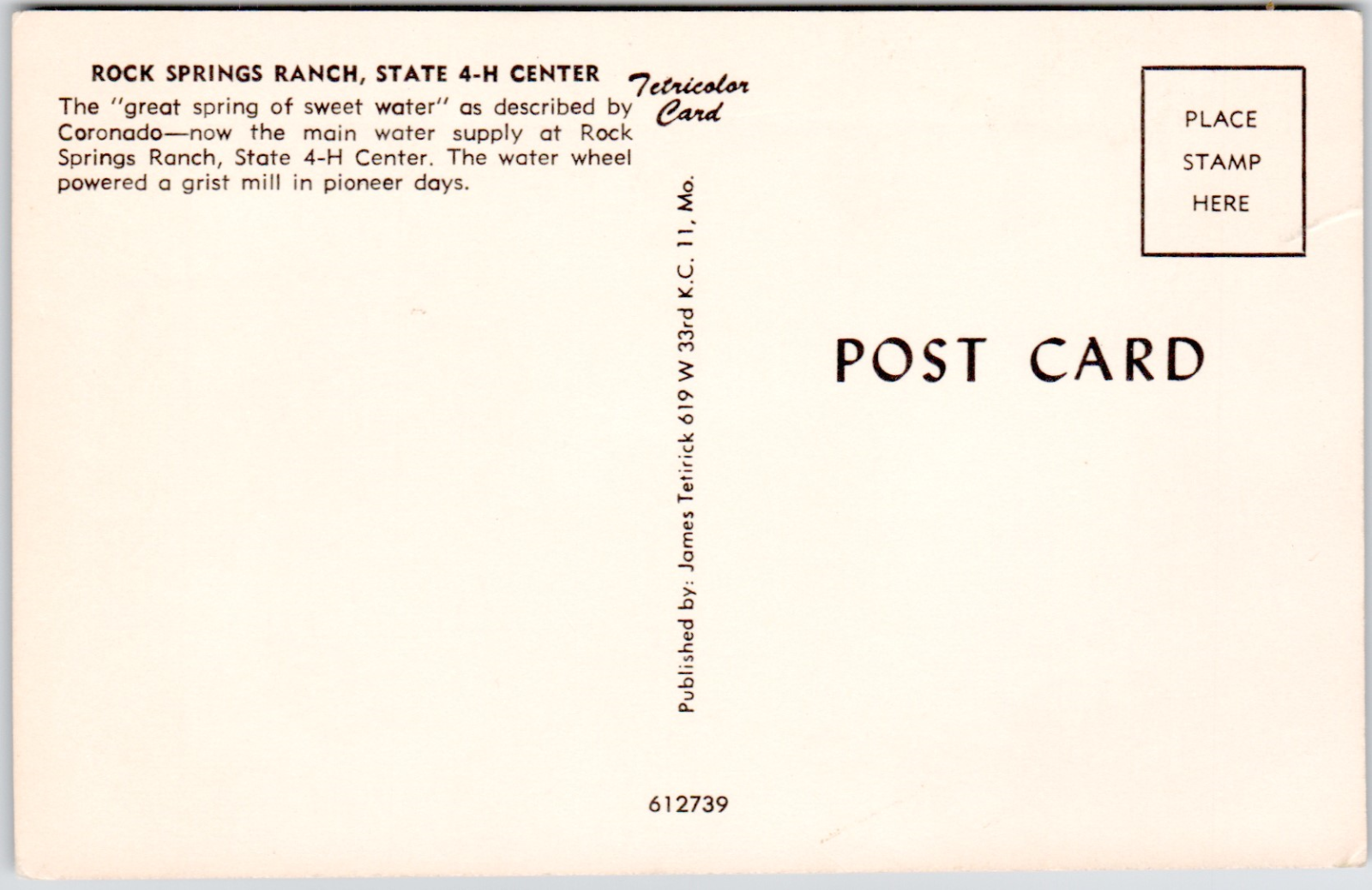 Rock Springs Ranch 4H Camp Flint Hills Kansas Coronado USA KS Vintage