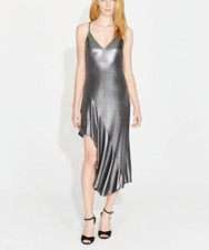 Halston Heritage Metallic Asymmetric-Skirt Dress MSRP $295 Size 2 # 9AK 9 Blm