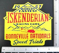 1957 Iskenderian Racing Cams Bonneville Nationals Vinyl Decal Sticker 4445 1957 Iskenderian Racing Cams Bonneville Nationals Vinyl Decal Sticker 4445