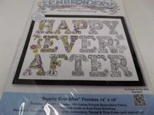 Design Works Zenbroidery HAPPILY EVER AFTER Stamped Panel for Stitching 14x18