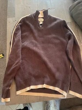 AMERICAN RAG CO LARGE WOMENS PULL OVER Sweater Brown/Tan dc7