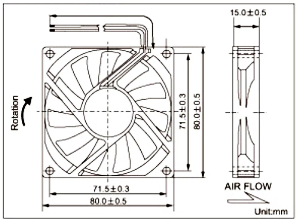 30x Brushless DC Cooling Fan 80x80x15mm 8015 9 blades 5V 12V 24V 0.16A 2pin fan - Image 2 of 2