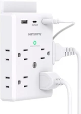 8 Outlets Splitter with 3 USB Wall Charger, Wall Adapter, 3 Sided Power Strip