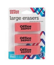 NEW Office Depot Large Beveled Erasers, Pink, Pack Of 3 Erasers