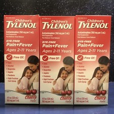 3 XTYLENOL Fever Treatment for Children Cherry Flavored- 4 FL Oz Exp: Read Descr