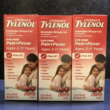 3 XTYLENOL Fever Treatment for Children Cherry Flavored- 4 FL Oz Exp: Read Descr