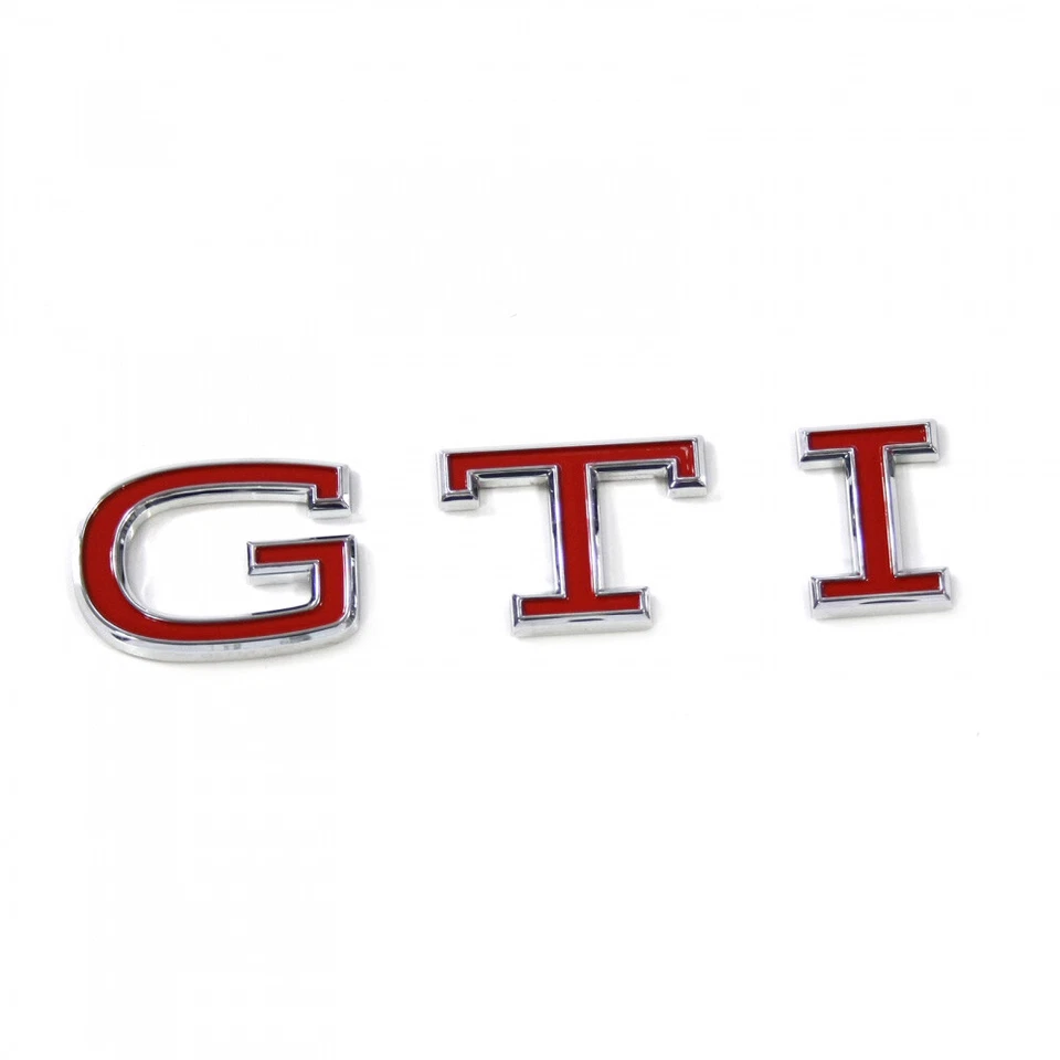 Original VW GTI Schriftzug hinten Heckklappe Emblem Golf 8 Logo chrom Tornadorot - Bild 1 von 1