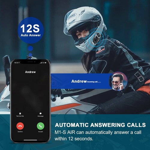 2X M1-S Air Motorcycle Intercom Bluetooth Headset Helmet 4 Way System Set 1000M - Bild 14 von 14