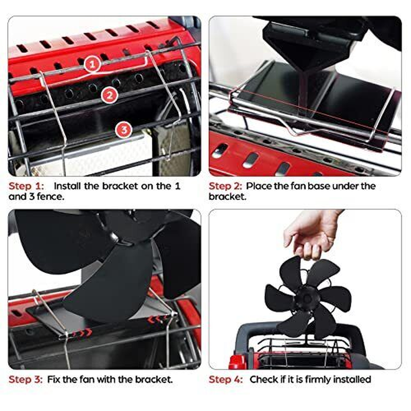 Jossacolar Wood Stove Fan for Buddy Heater Heat Powered Fireplace Fan