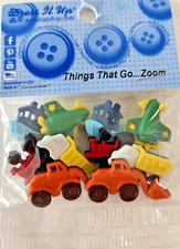 Dress It Up Things that go Zoom Buttons Rocket Tugboat Train Construction  - 118