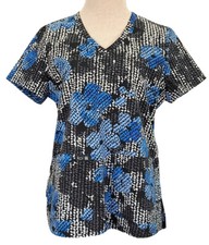 Koi Basics Leslie Womens Small Scrub Top True Blue Stretch 384PR, NWOT
