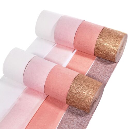 8Rolls 656Ft Crepe Paper Streamers Rose Gold Dusty Pink Paper Party Streamers...
