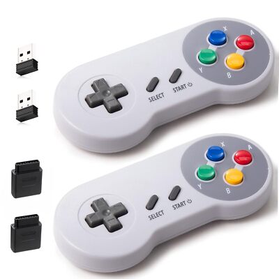 2x Wireless SNES Controller Remote Gamepad For Original SNES & SFC PC MAC Window