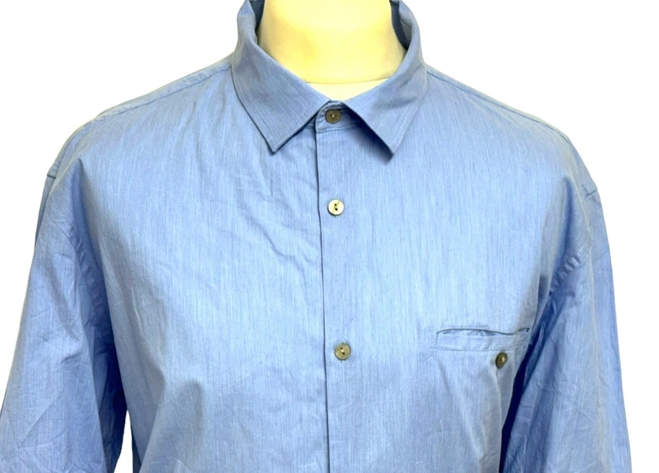 ALFANI XXL Blue Shirt Short Sleeved Men's 98% Cotton 2% Spandex - image 2 of 4