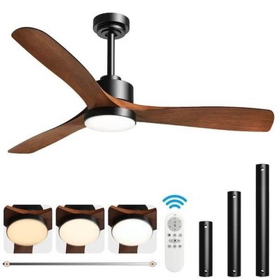 BICIK 52 in. Black Downrod Mount Indoor/Outdoor LED Ceiling Fan w/Remote