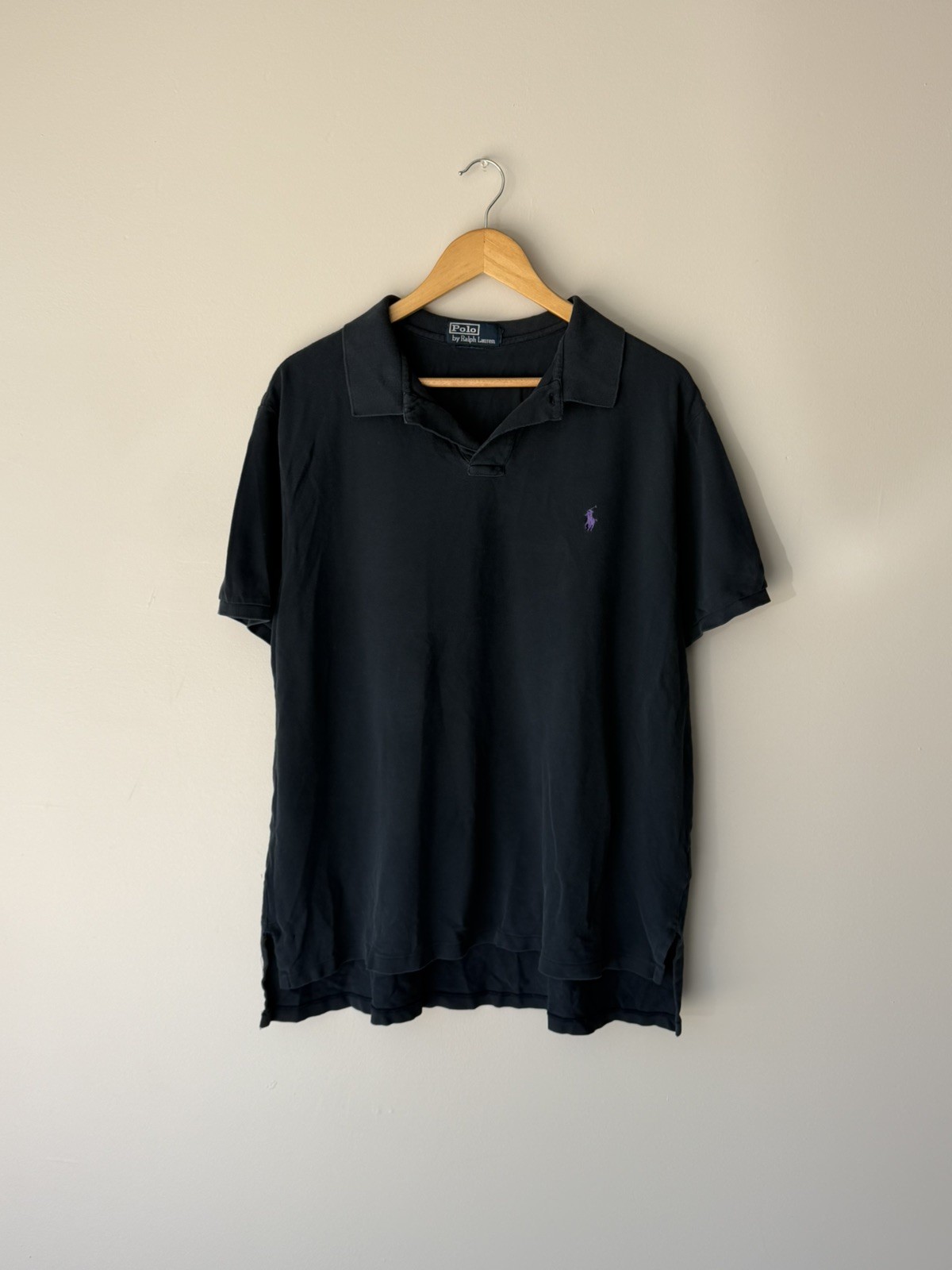 Polo by Ralph Lauren 2 Button Polo Black/DRK BLU Size Large Cotton USA Vintage