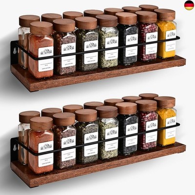 TDSYDS 2-Piece Set Spice Rack Wall No Drilling (40 x 9.5 x 7 cm), Kitchen Shelf