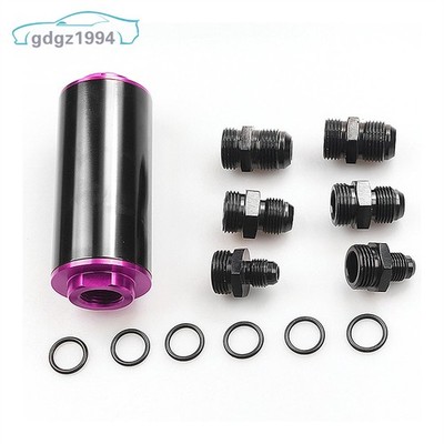 Purple Inline Fuel Filter with 6AN 8AN 10AN Adapter Universal 50MM